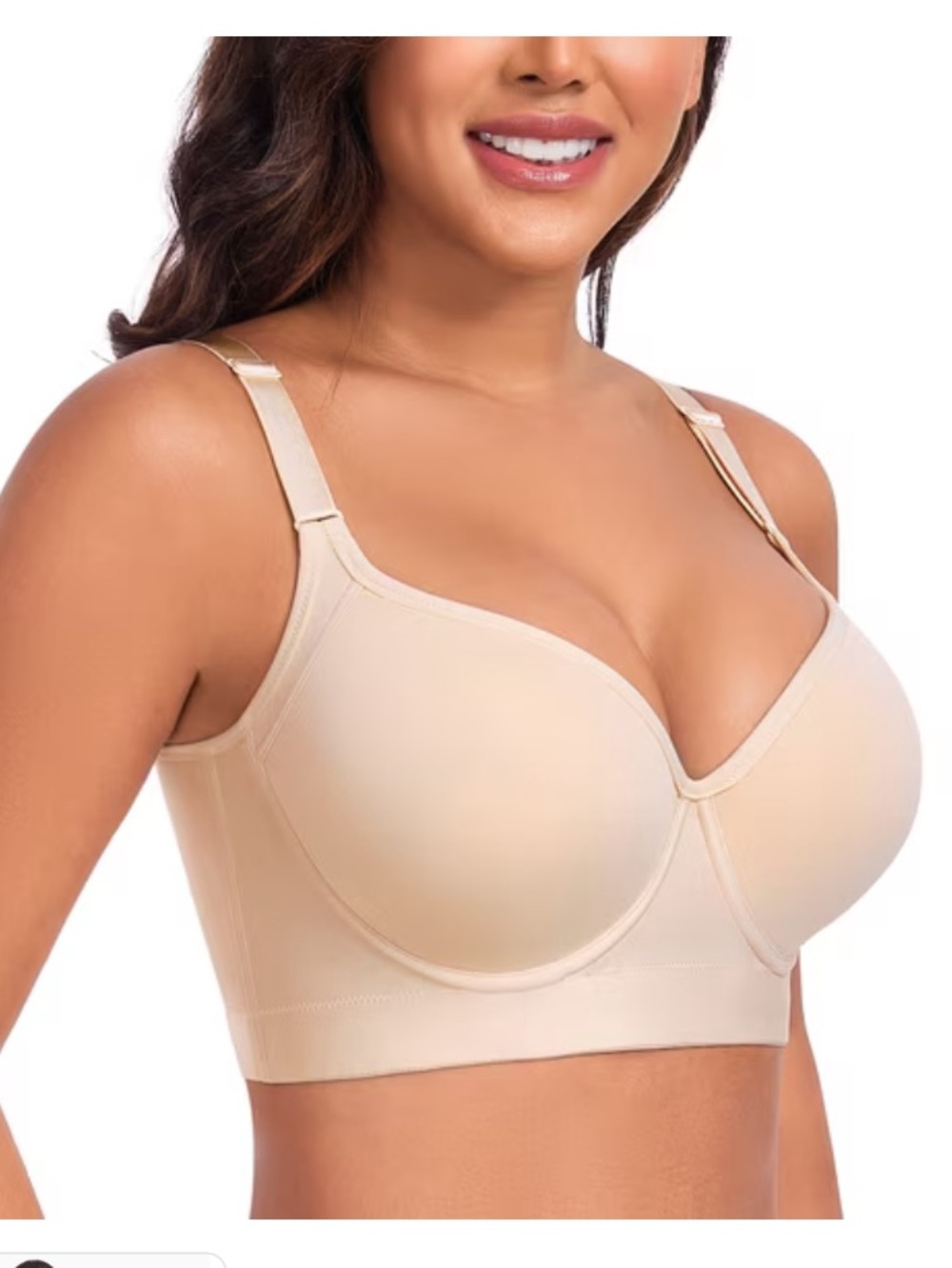 NWT Exerin Full Coverage Lift & Sculpt Back Smoothing long line bra nude 36C